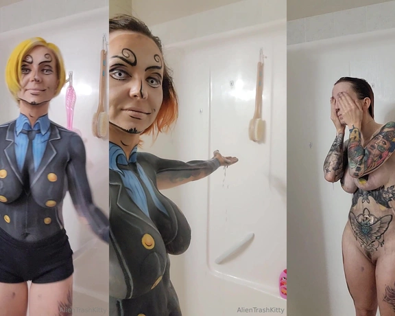 Alien Trash Kitty aka alientrashkitty - 09-25-2024 OnlyFans Video - SANJI BODYPAINT WASHOFF This paint took 6 hours to complete on myself using a small