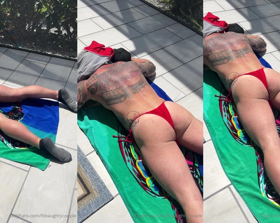 FitNaughtyCouple aka fitnaughtycouple - 03-26-2024 OnlyFans Video - Hows that ass looking Just lending him my bikini bottoms so we can have matching tan