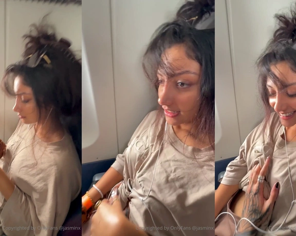 Jasminx aka jasminx - 12-31-2023 OnlyFans Video - got seated at the back of a plane and had some discreet fun  almost got