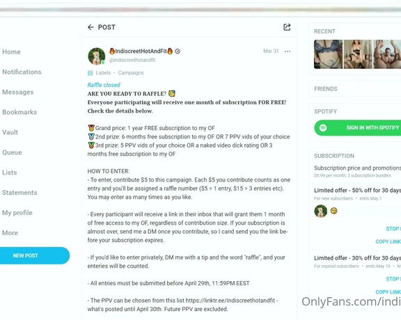 IndiscreetHotAndFit aka indiscreethotandfit - 04-30-2022 OnlyFans Video - Hi The Raffle is closedhttpsonlyfans