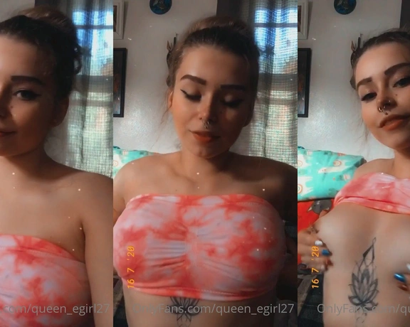 Queen_D aka queen_egirl27 - 07-17-2020 OnlyFans Video - Fun little titty drop